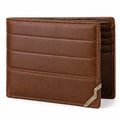 Portefeuille homme 12 x 9.5 cm synthétique marron pliant porte-cartes