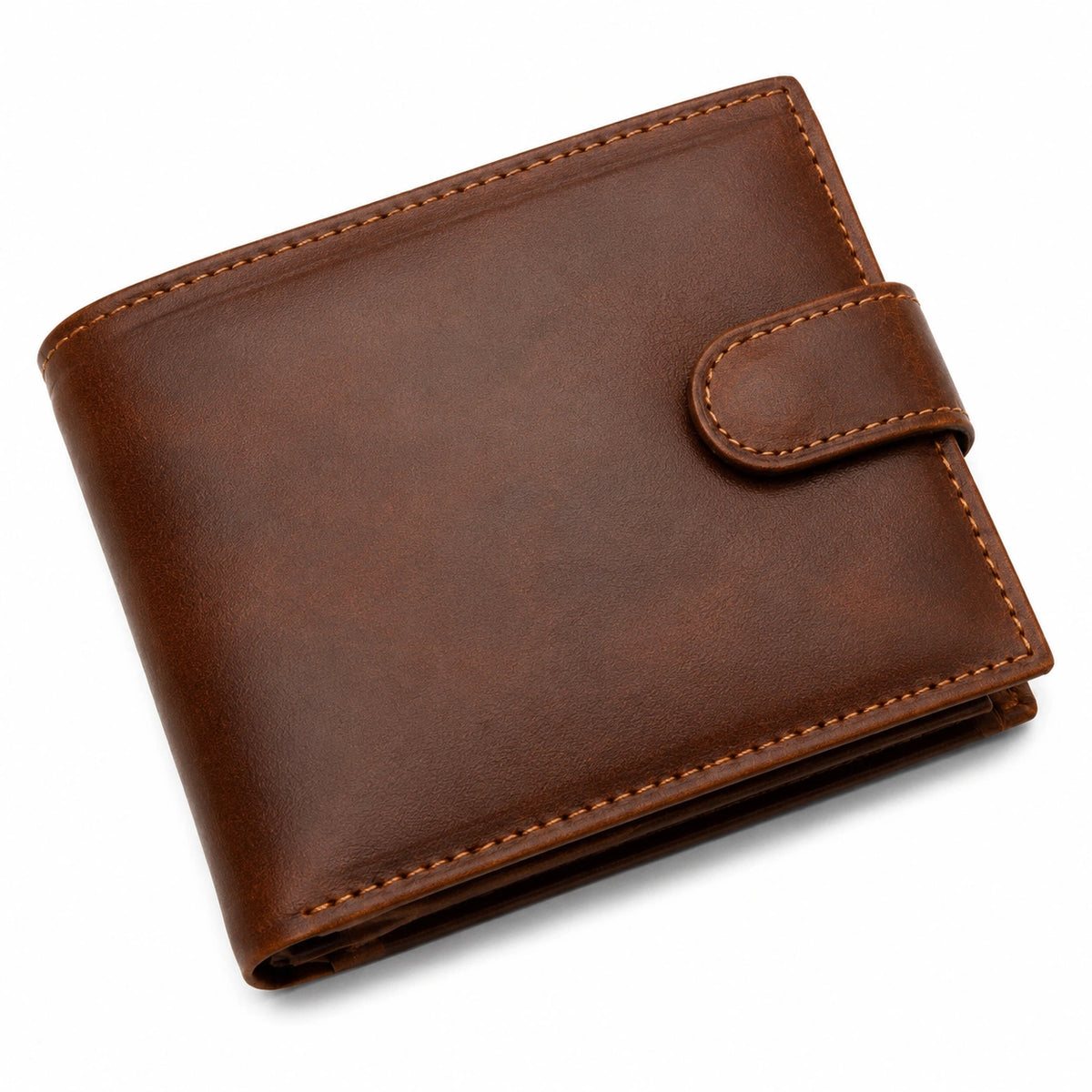 Portefeuille 12 x 10 x 2 cm en similicuir marron à rabat compact