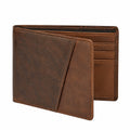 Portefeuille compact 12 x 9.5 cm en cuir marron pliant