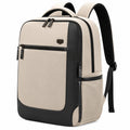 Sac à dos 30 x 18 x 45 cm en tissu beige et noir à rangements style urbain
