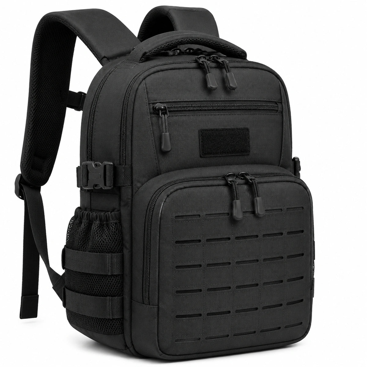 Sac à dos 30 x 20 x 45 cm en polyester noir pour randonnée style tactique à compartiments