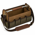 Sac à outils 40 x 18 x 28 cm en toile vert kaki et marron avec bandoulière réglable