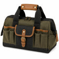 Sac à outils 38 x 20 x 28 cm en toile vert kaki et noir avec poches de rangement