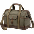 Sac de voyage 50 cm en toile vert kaki et cuir marron avec bandoulière