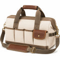 Sac de voyage 40 x 20 x 30 cm en toile beige et marron avec bandoulière réglable