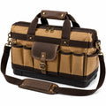 Sac à outils 42 cm en toile beige et marron avec bandoulière