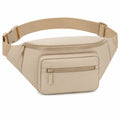 Sac banane 30 x 15 x 8 cm en polyester beige à poches zippées réglable