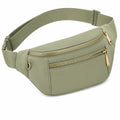 Sac banane 30 x 8 x 16 cm en similicuir vert kaki à double fermeture zippée