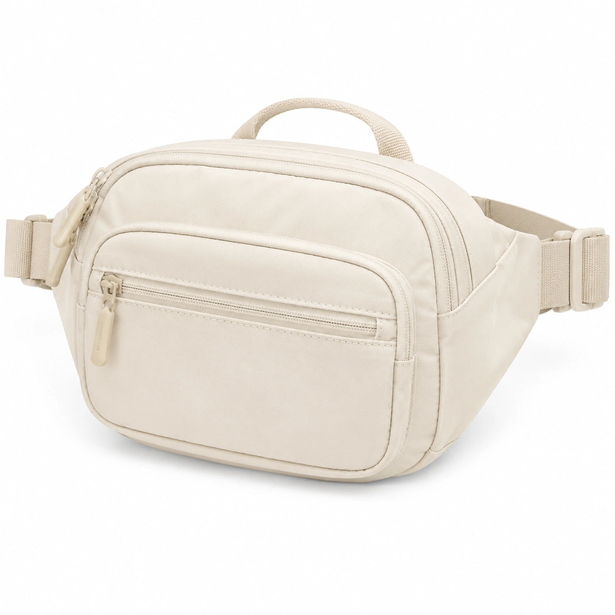 Sac banane 32 cm en tissu beige à ceinture réglable pour rangement quotidien