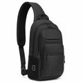 Sac bandoulière 20 x 10 x 32 cm en polyester noir pour usage quotidien à compartiments multiples
