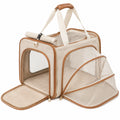 Sac de transport pour animaux 45 x 28 x 30 cm en tissu beige extensible et aéré