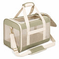 Sac de transport pour animaux 45 x 28 x 30 cm en textile vert kaki et beige avec panneaux en maille