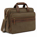 Sacoche ordinateur 40 cm en toile marron avec détails en cuir - transport professionnel à bandoulière