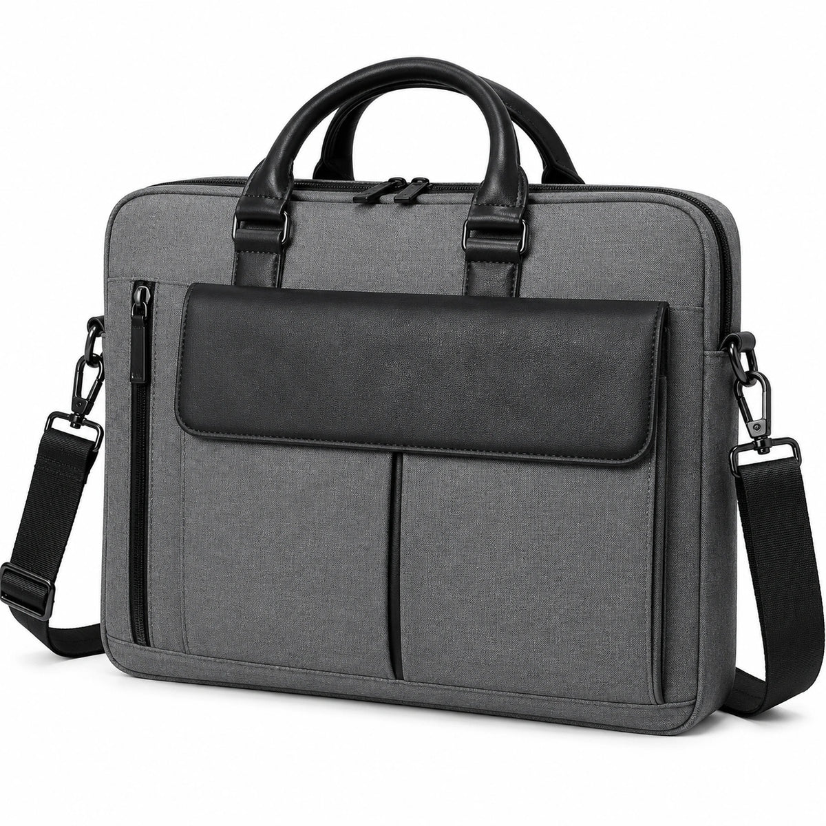 Sacoche ordinateur portable 40 cm en polyester gris avec bandoulière