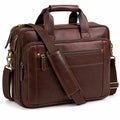 Sacoche pour ordinateur portable 42 cm en cuir marron avec bandoulière réglable